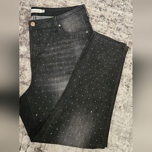 RM Rebecca Minkoff Crystal Studded Black Jeans, Size 18W